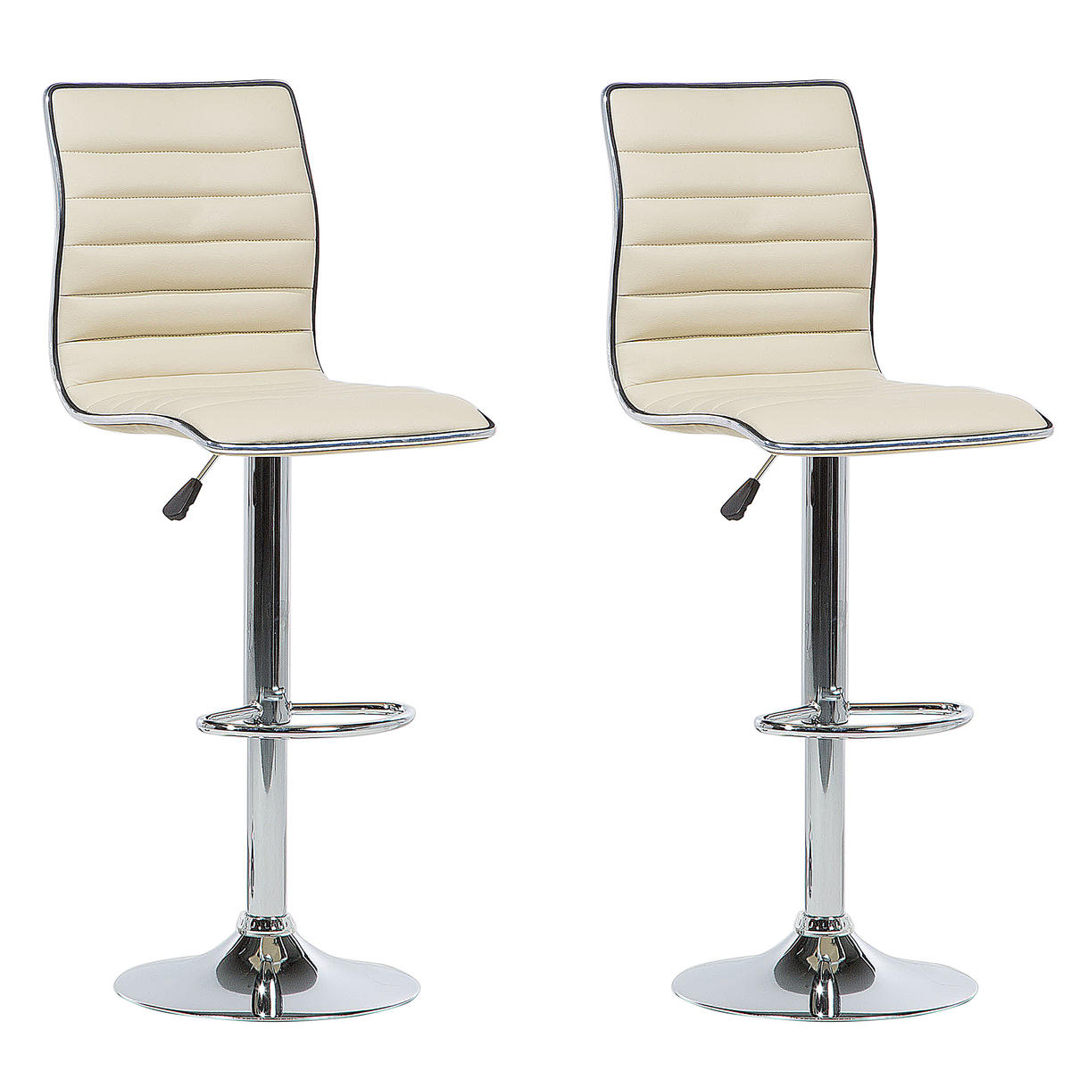 BARHOCKER 2er-Set Kunstleder Beige Lucerne - Beige, Textil/Metall (40/116/39cm) - Beliani