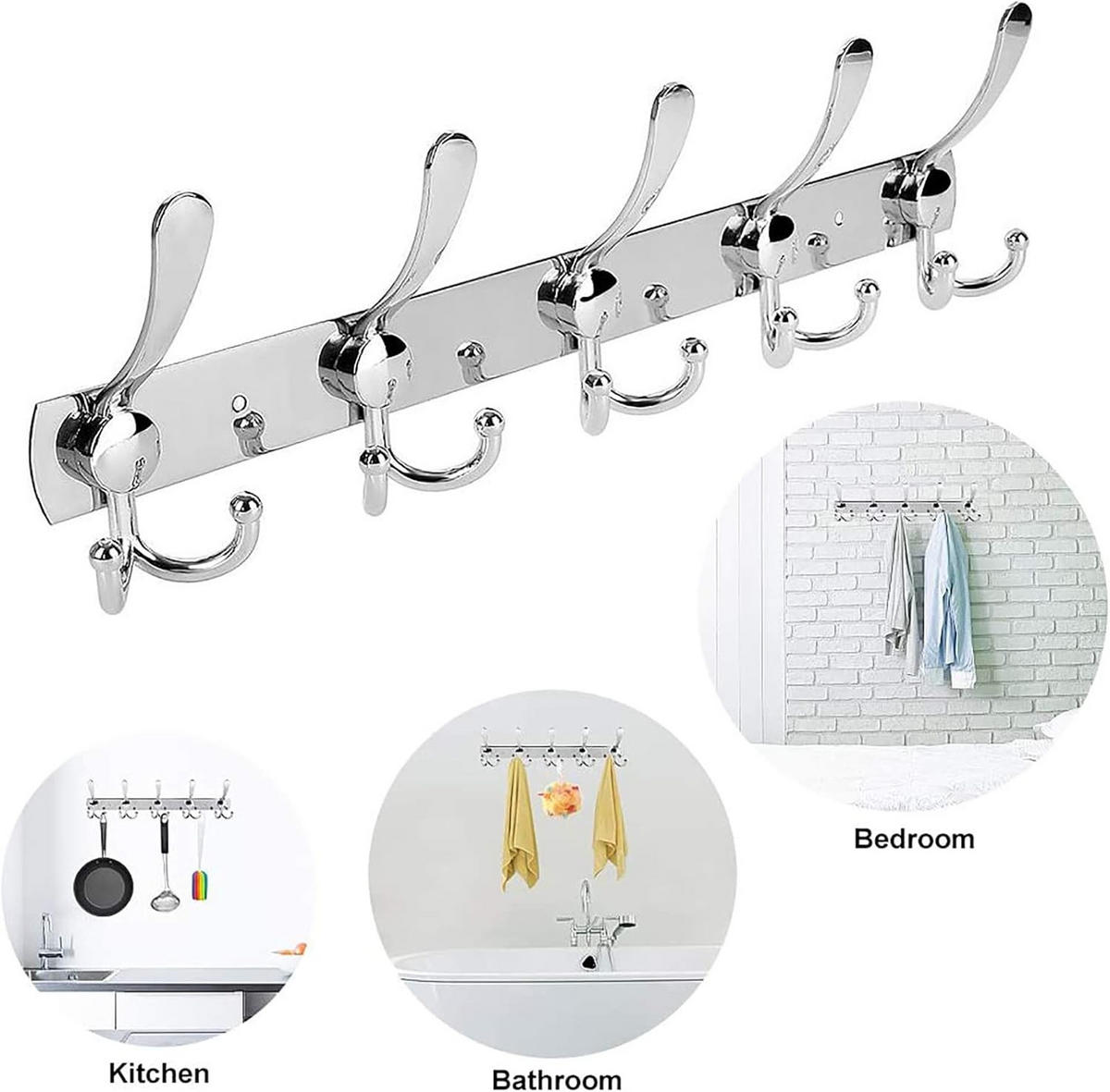 HANDTUCHHAKEN , (2er-Pack) Garderobenständer - Silberfarben, Metall (12.9/4.8/45cm) - BELZ
