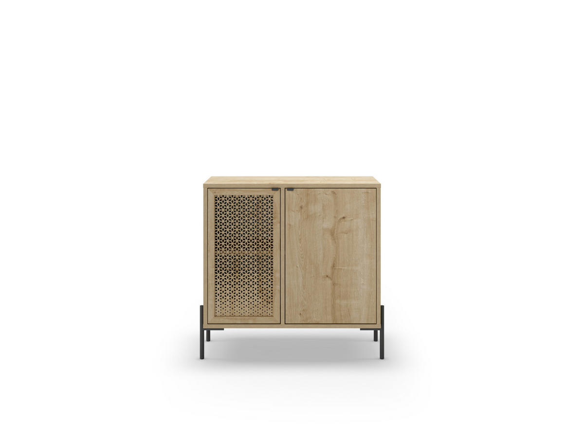 KOMMODE 2 Türen und Metallfüße Inca - L80 cm - Braun, Holz (40/80.3/83.6cm) - Calicosy