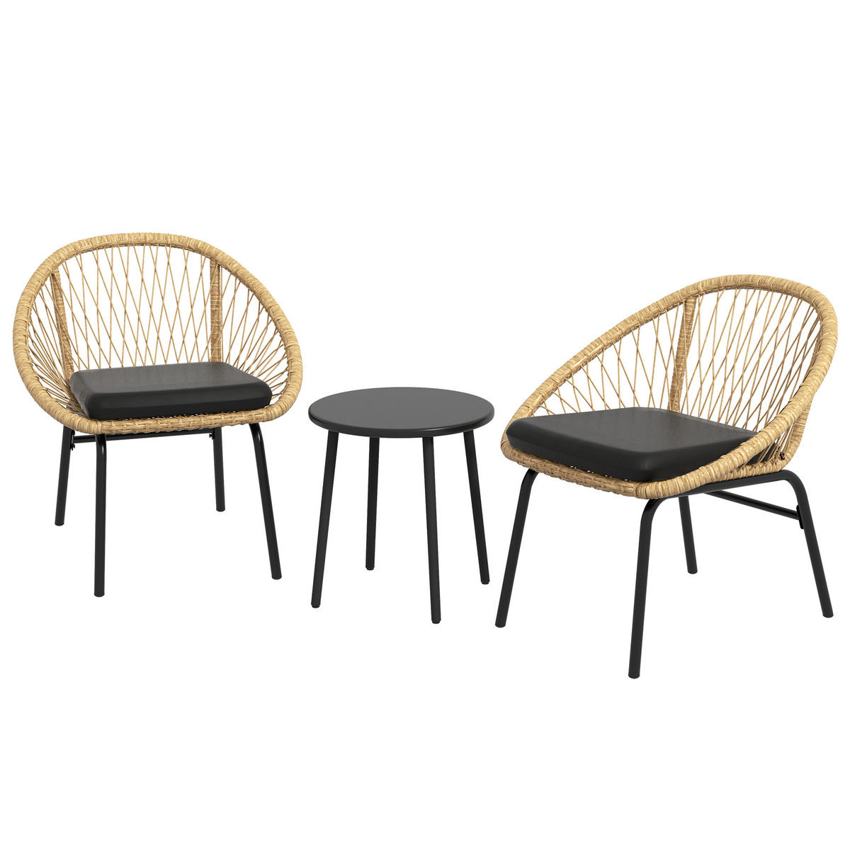 GARTENMÖBEL-SET 3-teilig DE-06706 2 Sessel & Tisch, mit Polsterkissen Gelb - Gelb, Kunststoff/Metall - ComfortXL