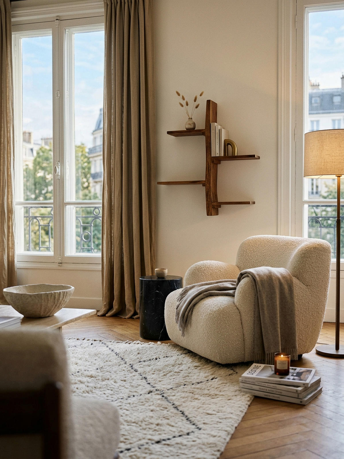 WANDREGAL Massivholz Baumform 58x60x15 cm mit 4 Ablagen - Braun, Holz (58/60/15cm) - KADIMA DESIGN