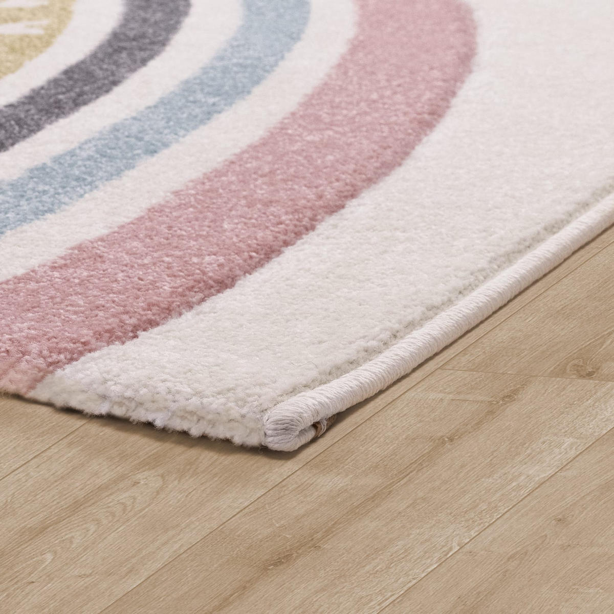 KINDERTEPPICH Regenbogen mit Herz Kinderzimmer schmutzabweisend Pink Läufer 80x150 - Rosa, Textil (80/150cm) - KADIMA DESIGN