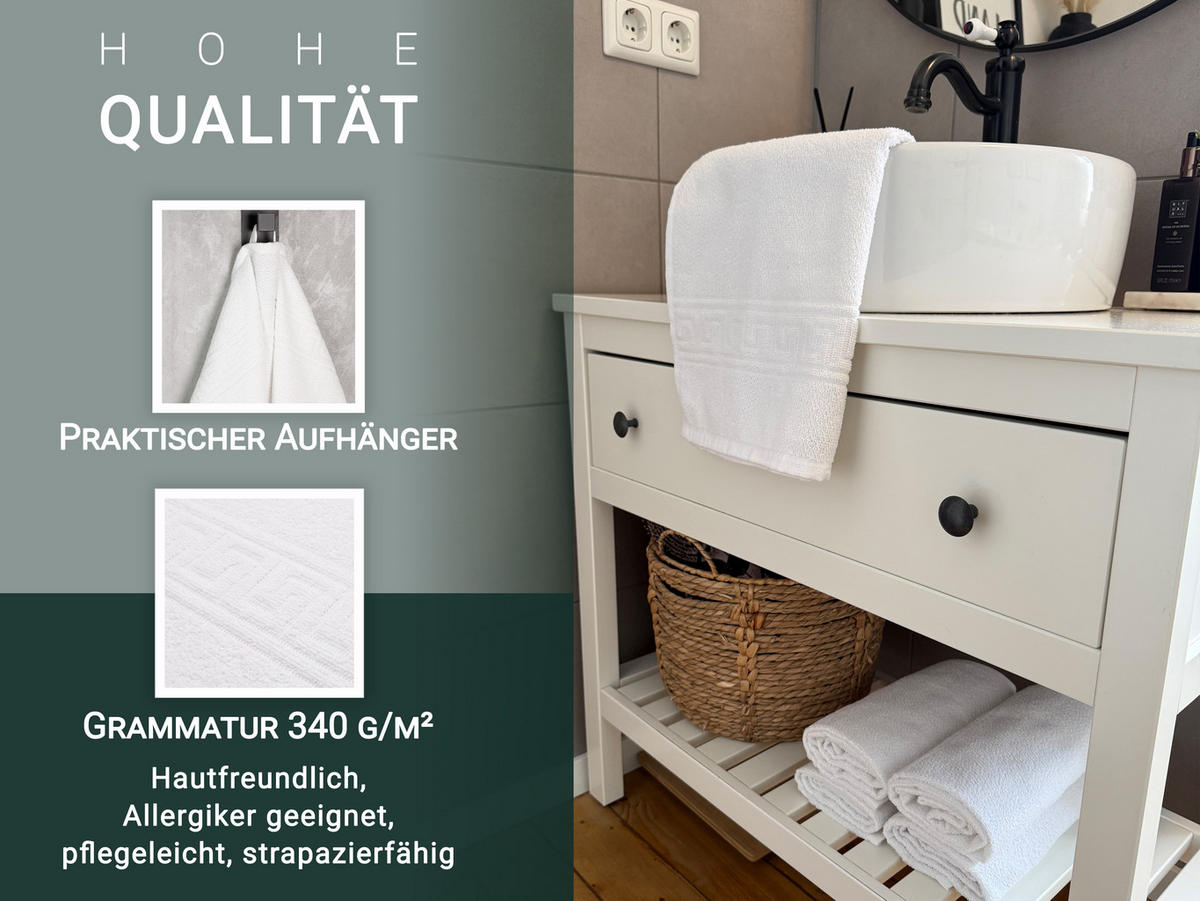 HANDTÜCHER, 10er-Set, 50x100 cm, 70% Baumwolle, 30% Polyester, Weiß - Weiß, Textil (50/100cm) - Zollner