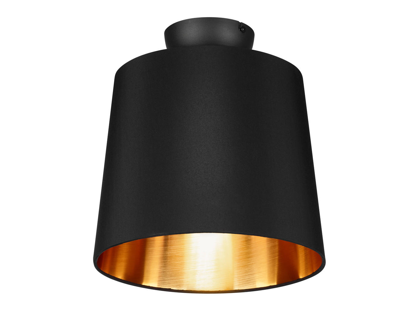 DECKENLAMPE Ø30cm, Stoffschirm Schwarz Gold - Goldfarben/Schwarz, Textil (30/30/32cm) - meineWunschleuchte