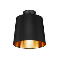 DECKENLAMPE Ø30cm, Stoffschirm Schwarz Gold - Goldfarben/Schwarz, Textil (30/30/32cm) - meineWunschleuchte