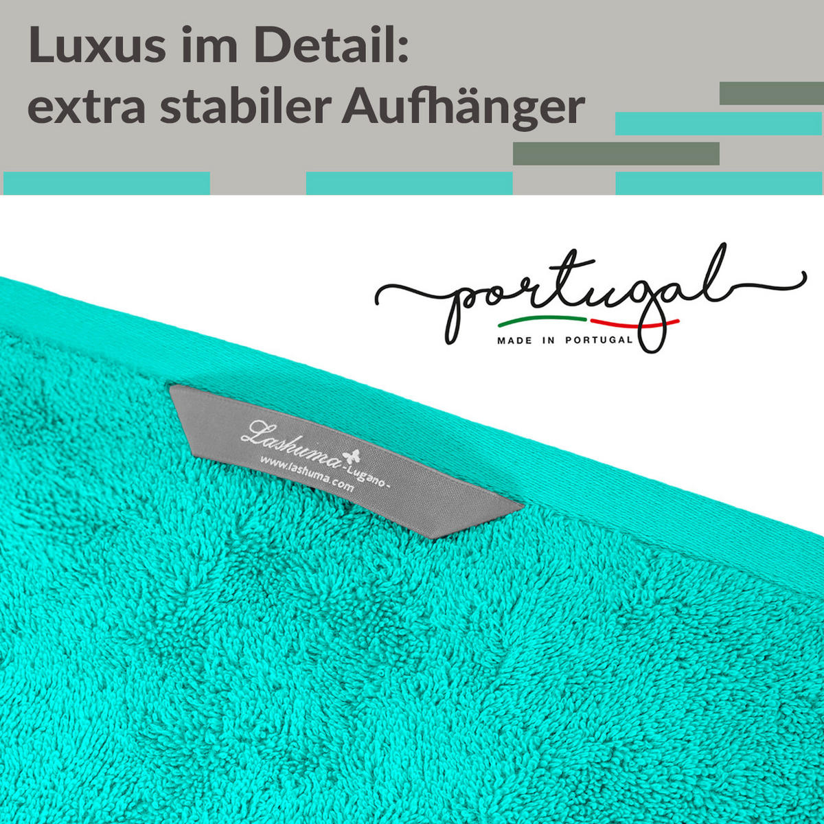 HANDTUCH Lugano Türkis 2er 50x100 cm - Türkis, Textil (50/100cm) - Lashuma