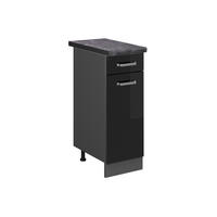 KÜCHENUNTERSCHRANK R-Line Schwarz Hochglanz 30 cm, AP Anthrazit - Schwarz Hochglanz/Anthrazit, Holzwerkstoff (30/81.6/60cm) - Vicco