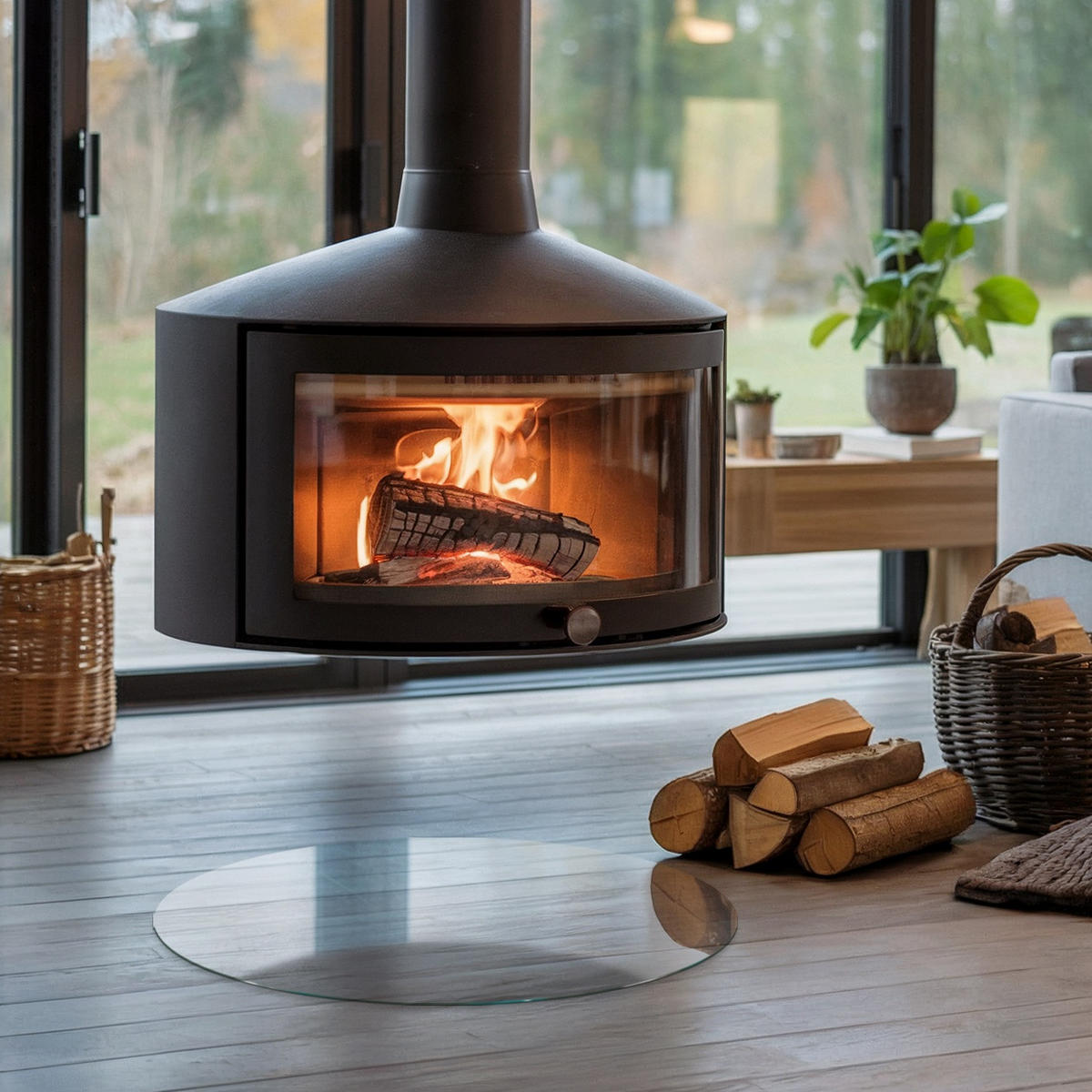 GLASPLATTE für Kamin Ø50 cm - Transparent, Glas (50/50/0.4cm) - ArtPrintCave