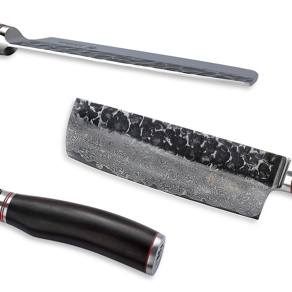 NAKIRIMESSER EBO Damast - Braun, Metall (30.5cm) - Wakoli