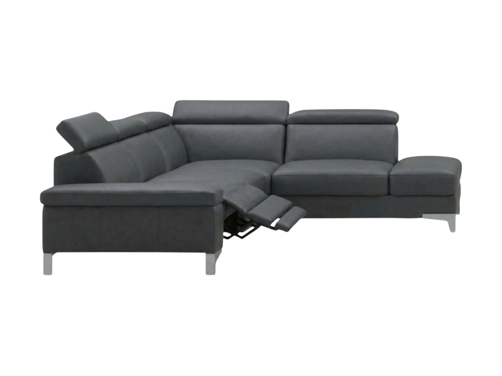 ECKSOFA Talisman Echtleder mit 1 x Relaxfunktion Anthrazit - Anthrazit, Leder/Metall (271/224cm)