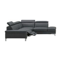 ECKSOFA Talisman Echtleder mit 1 x Relaxfunktion Anthrazit - Anthrazit, Leder/Metall (271/224cm)