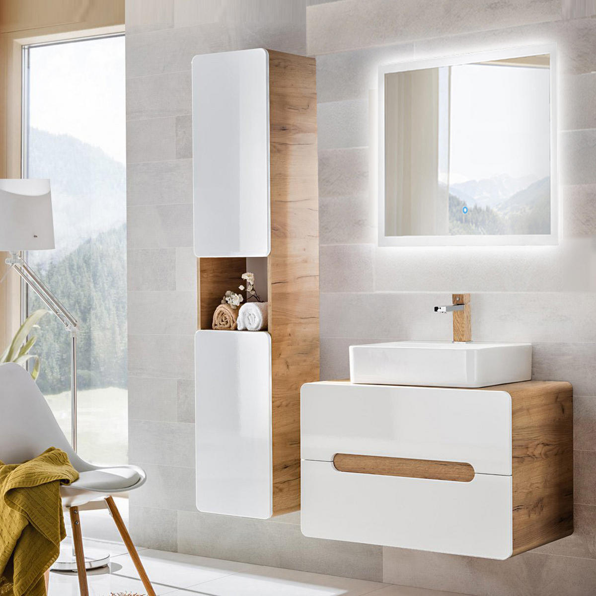 BADMÖBEL-SET 3-TLG. Luton-56 - Weiß, Holzwerkstoff (130/200/46cm) - Lomado