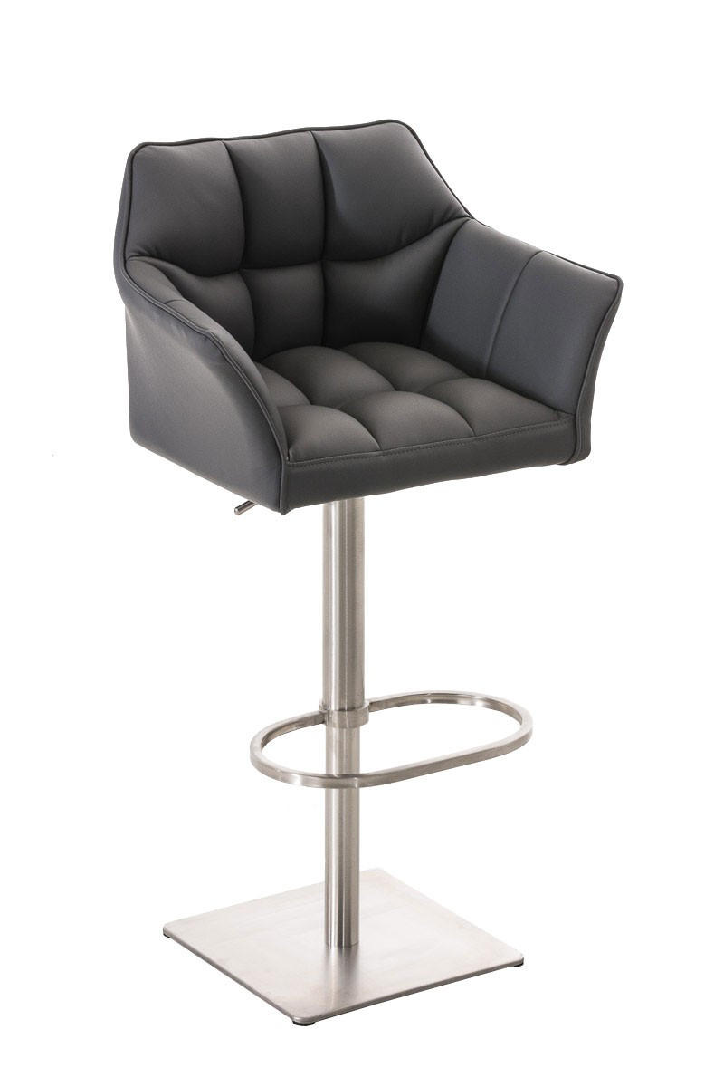 BARHOCKER Damaso 88x64x45 cm Grau - Grau, Leder (64/88/45cm) - furnicato