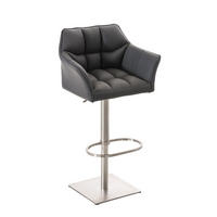 BARHOCKER Damaso 88x64x45 cm Grau - Grau, Leder (64/88/45cm) - furnicato