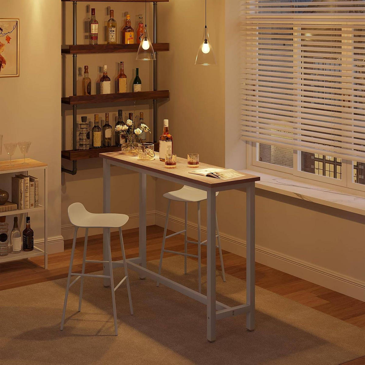 BARTISCH, aus MDF, Helle Eiche, 140x100x40cm - Hellbraun/Weiß, Holzwerkstoff/Metall (40/140/100cm) - Woltu