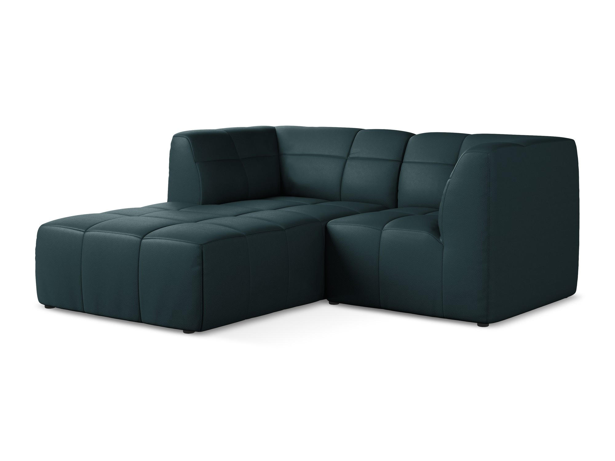 ECKSOFA Links Kunstleder Blau - Petrol/Schwarz, Holzwerkstoff/Kunststoff (191/175cm) - Makamii
