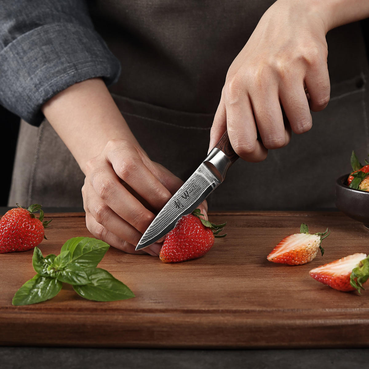 DAMASTMESSER Set 4 tlg. I EDIB - Braun, Holz/Metall (30cm) - Wakoli