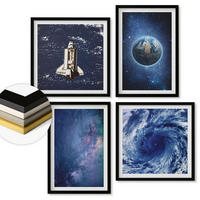 WANDBILDER 4er-Set - 50x50 cm & 40x60 cm Schwarzer Rahmen - Erde Weltraumsturm Galaxie - Schwarz, Kunststoff (50/50cm) - ArtPrintCave