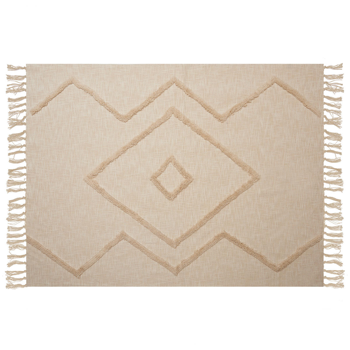 DECKE Helles Beige Jaunpur 130/180 cm - Beige, Naturmaterialien/Textil (130/180cm) - Beliani
