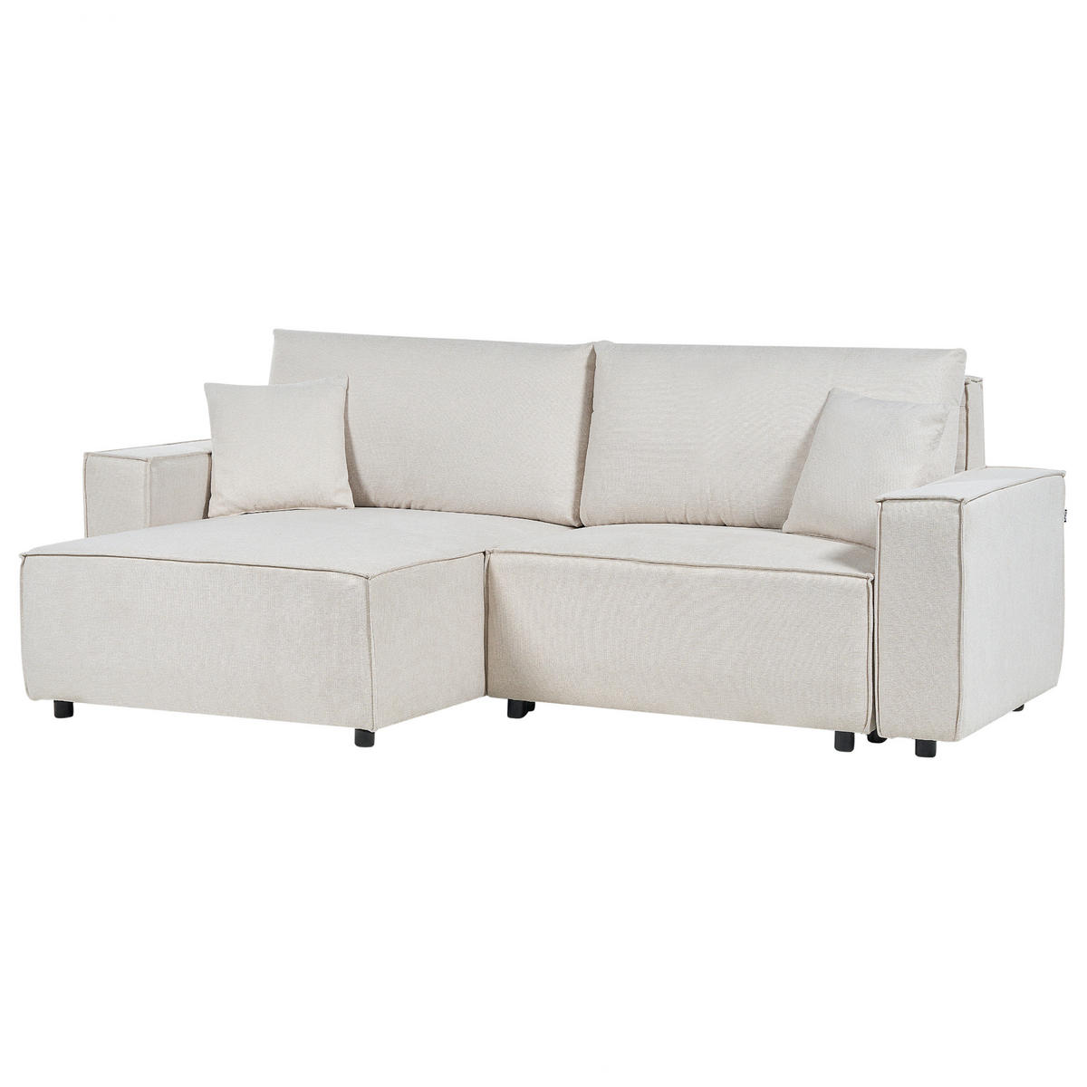 3-SITZER-ECKSOFA beige linksseitig mit Schlaffunktion Stauraum Karila - Beige, Textil (250/150cm) - Beliani