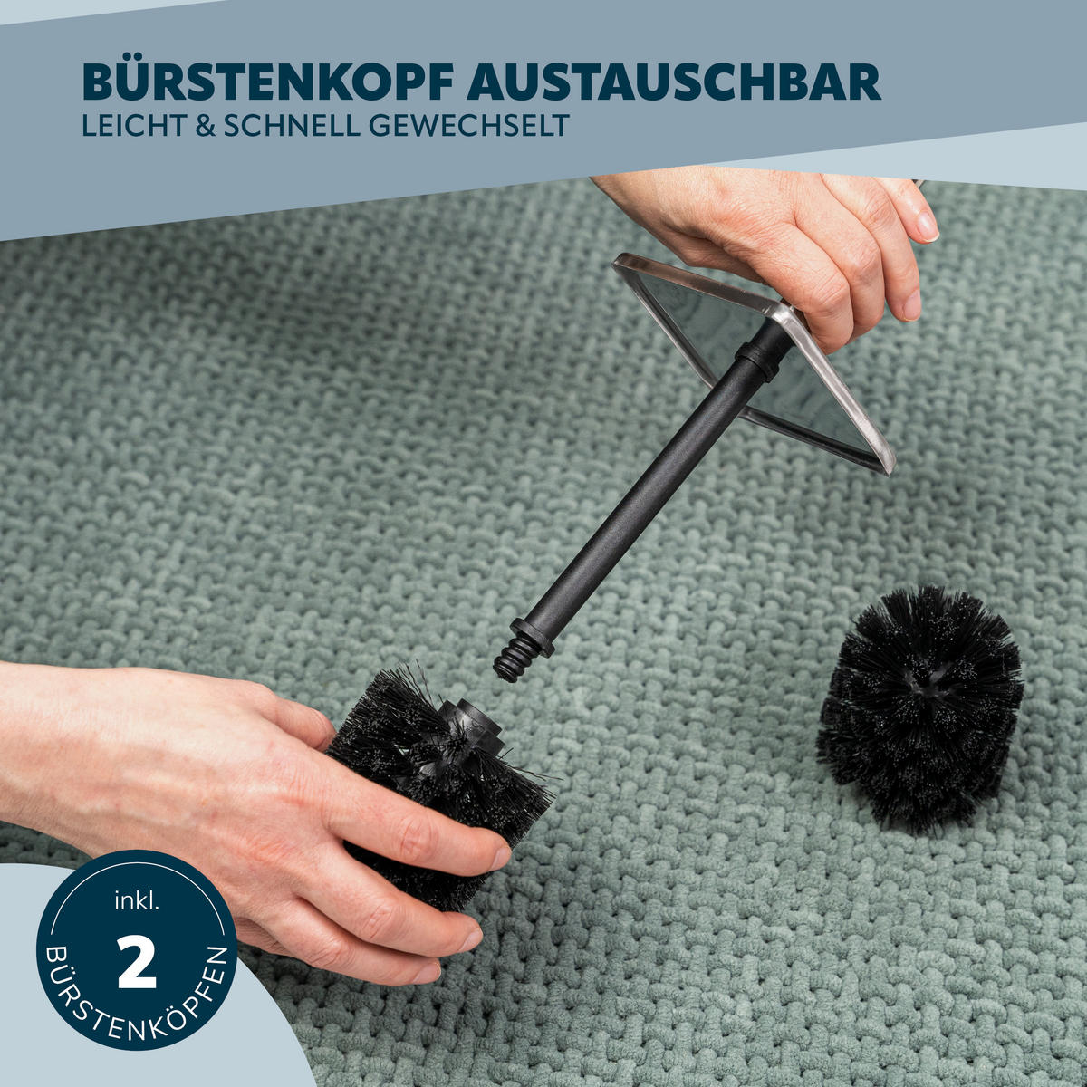 WC-GARNITUR inkl. Wandhalterung - Edelstahlfarben, Metall (10/39/14.5cm) - bremermann