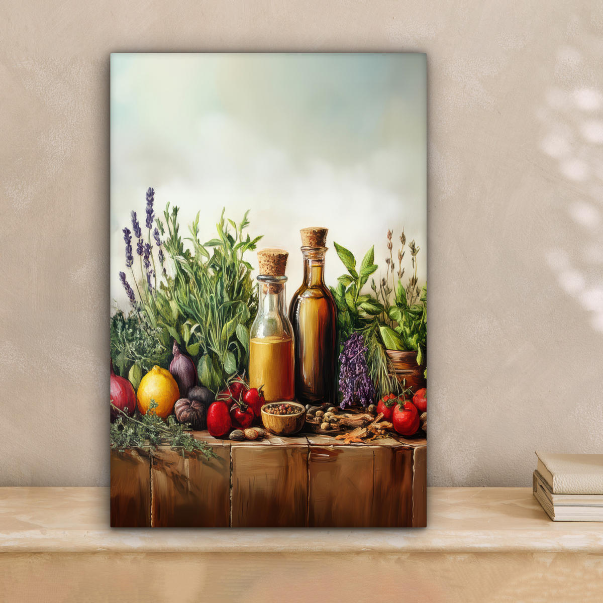 LEINWANDBILD Stilleben - Kräuter - Gewürze - Früchte - Farbenfroh 20x30 cm - Grün, Textil (20/30cm) - MuchoWow