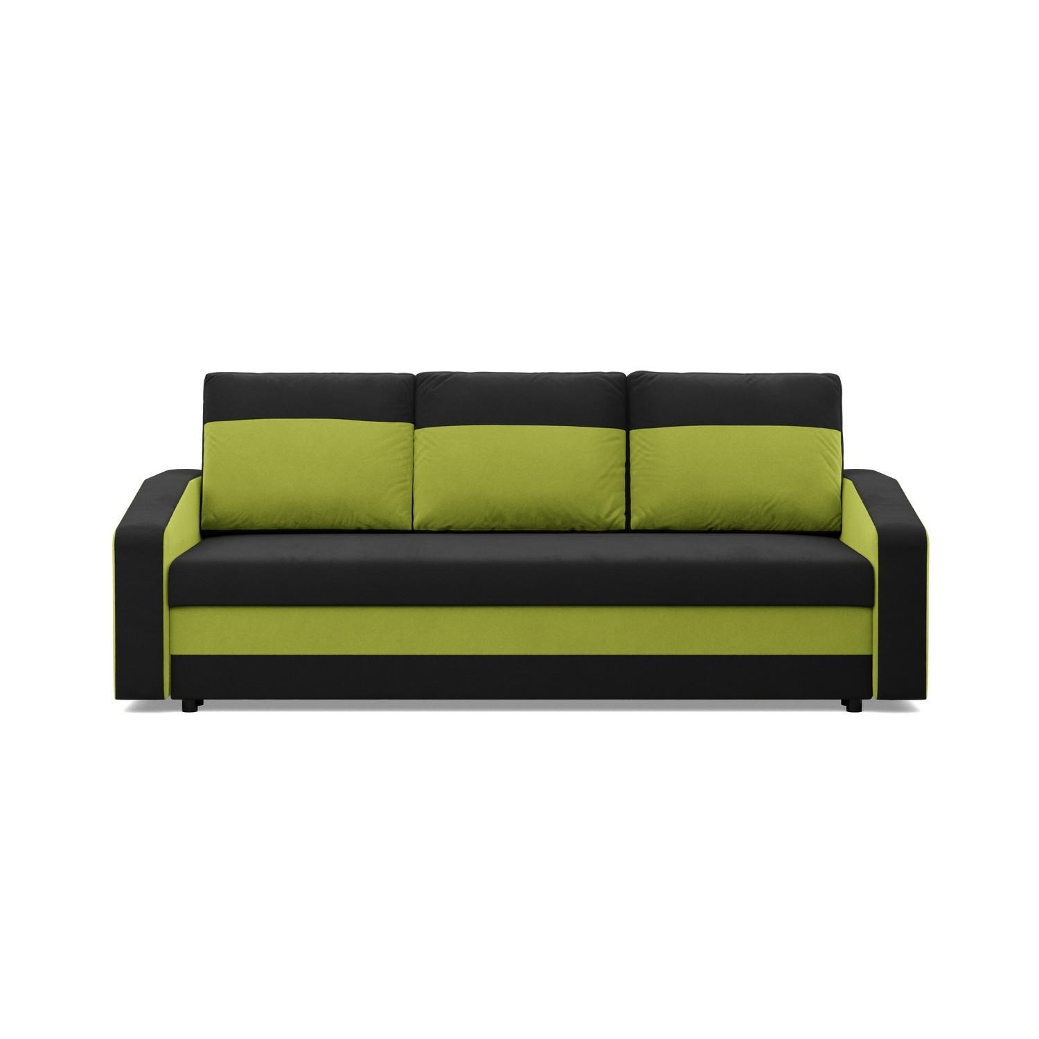 SOFA 3-SITZER MIT SCHLAFFUNKTION ORION, Schwarz + Grün - Schwarz/Grün, Textil (220/85/92cm)