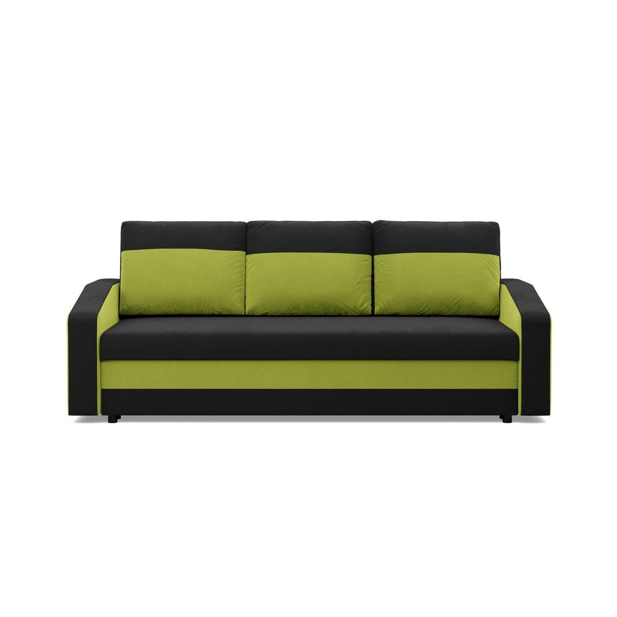 SOFA 3-SITZER MIT SCHLAFFUNKTION ORION, Schwarz + Grün - Schwarz/Grün, Textil (220/85/92cm)