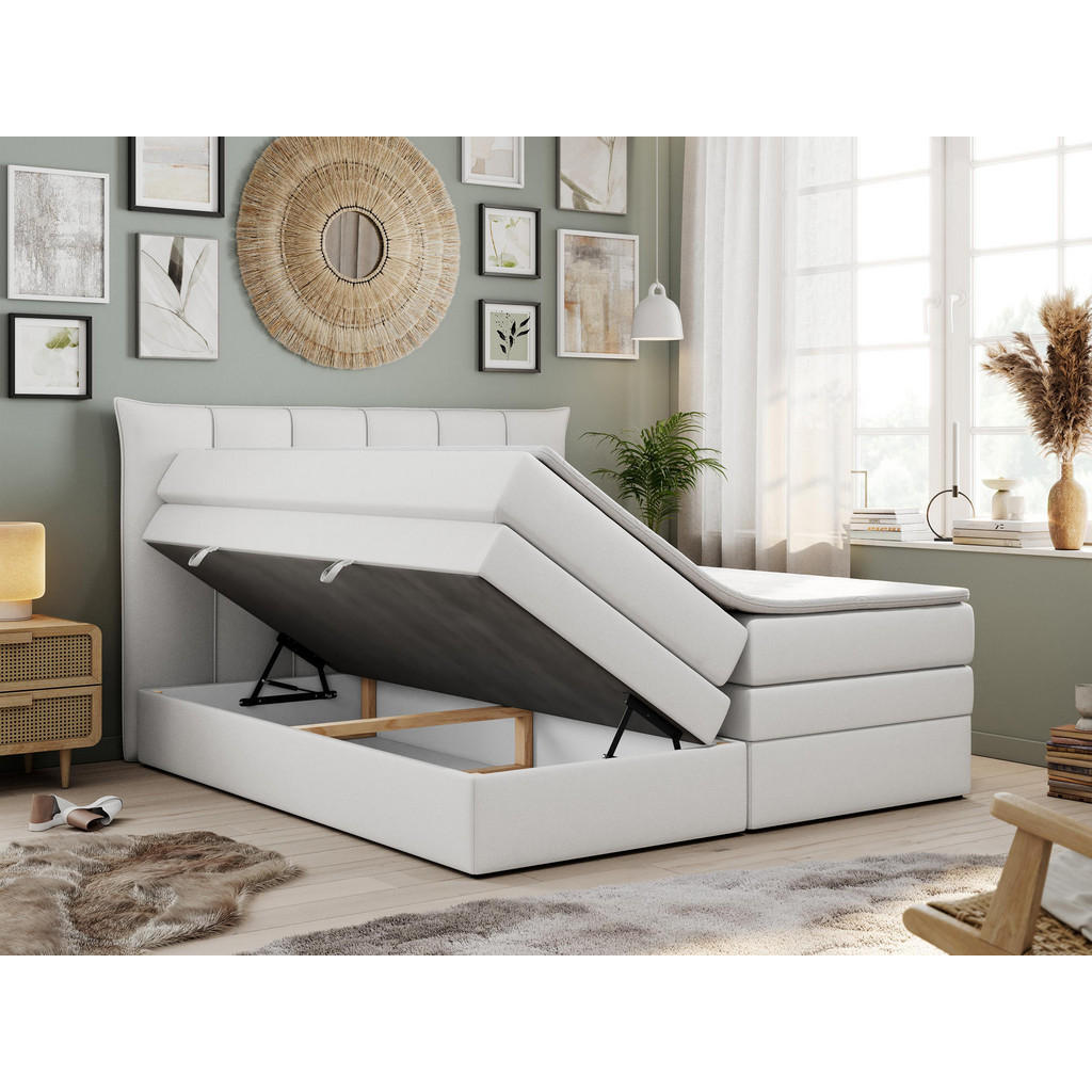 Thumbnail - MKS Boxspringbett, Weiß, Textil, 2-Sitzer, H4, Rechteckig, 160x200 cm, Schlafzimmer, Betten, Boxspringbetten