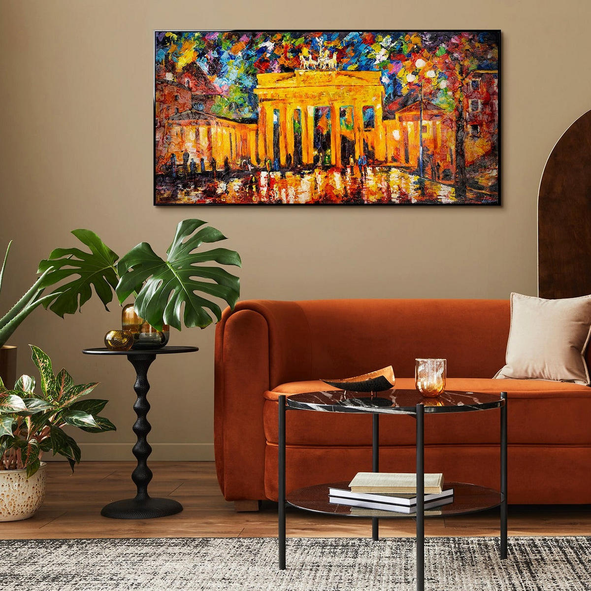 GEMÄLDE Brandenburger Tor Schattenfugenrahmen Schwarz 140x70 cm - Schwarz, Holz (140/70cm) - YS-art gallery
