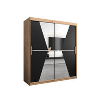 SCHWEBETÜRENSCHRANK 200/180/62 2-türig - Silberfarben/Schwarz, Holz/Kunststoff (180/200/62cm) - Abiks Möbel