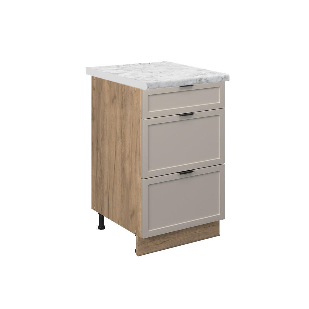 KÜCHENUNTERSCHRANK Fame-Line GrauBeige 50 cm, AP Marmor - Greige/Eiche Wotan, Holzwerkstoff (50/82/60cm) - Vicco