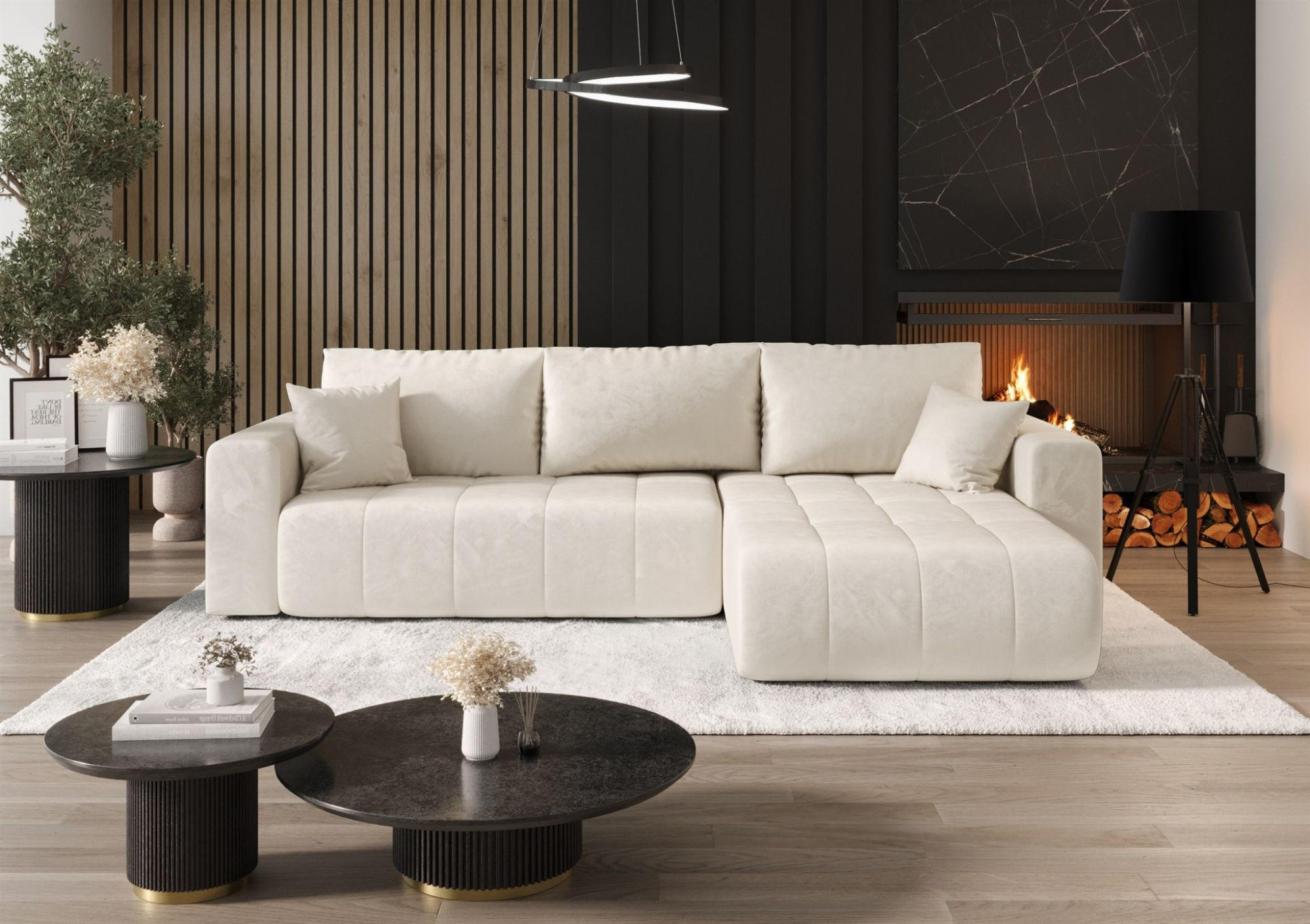ECKSOFA Camila - Creme, Holzwerkstoff/Textil (280/185cm) - Fun Möbel