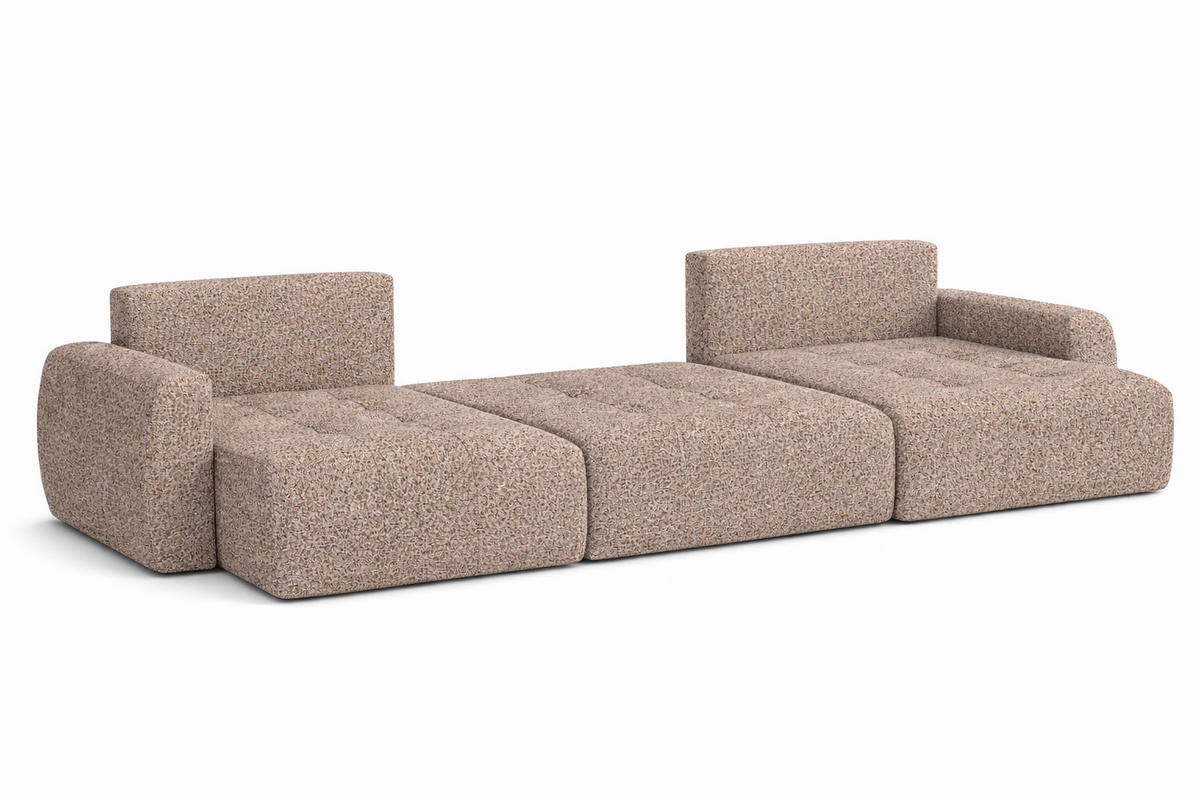 ECKSOFA Mit Schlaffunktion Und Bettkasten U-Form Ivo U, Chenillestoff Artico, Beige - Beige, Holz (342/142cm) - Kaiser Möbel