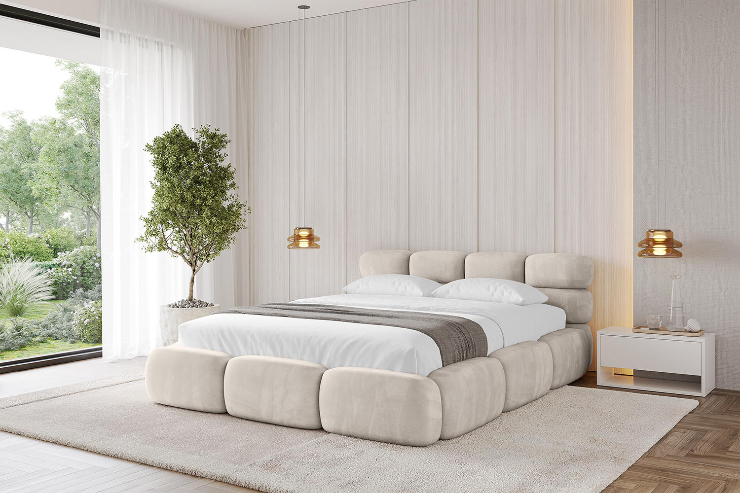 POLSTERBETT mit Bettkasten und Lattenrost, Boxbett ohne Matratze - NOMA 120x200 Beige - Beige, Holzwerkstoff/Textil (120/200cm) - ALTDECOR