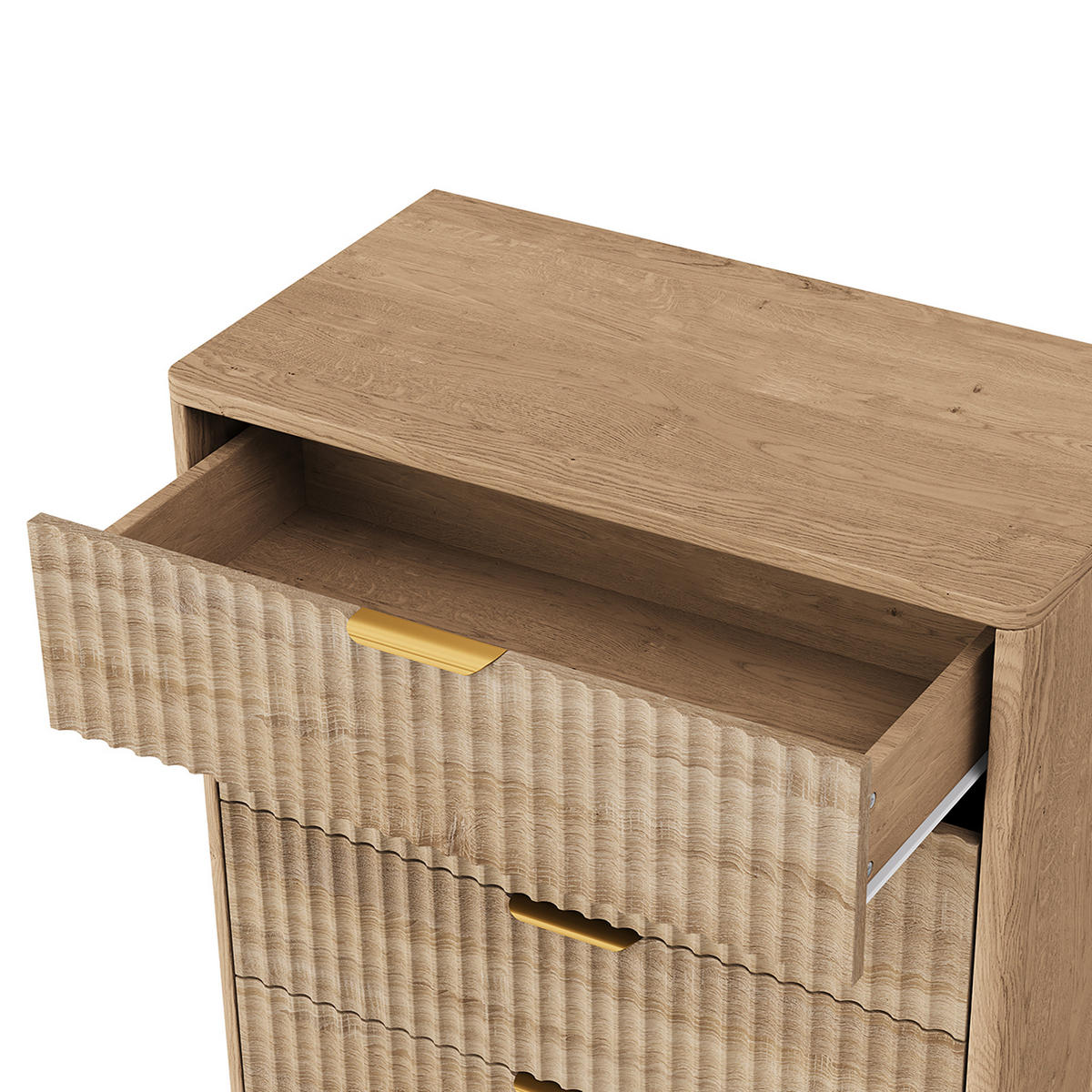 KOMMODE Wellen-Design mit 5 Schubladen 73/40/108 cm Eiche-Dekor - Eichefarben, Holzwerkstoff (73/108/40cm) - Creahappy