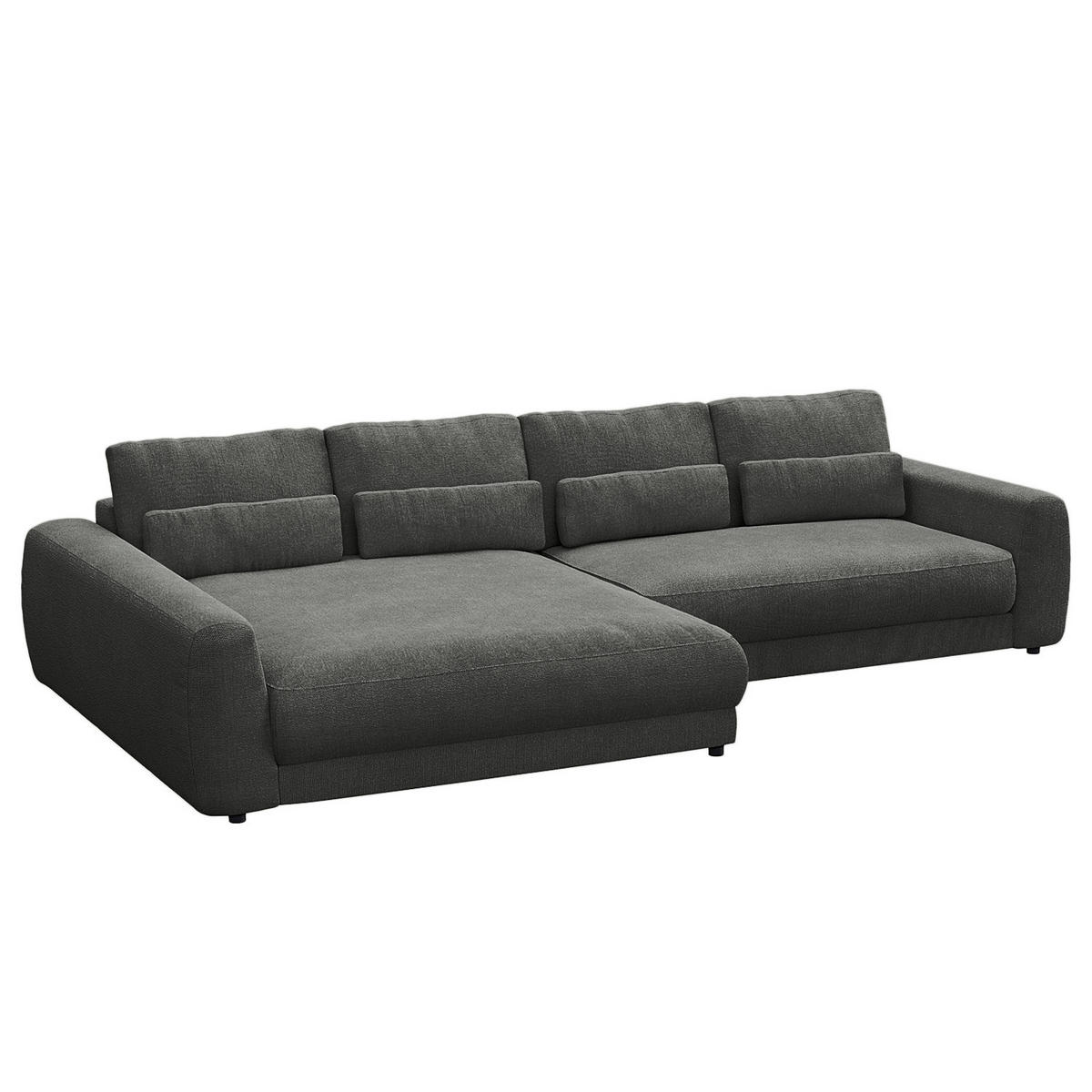 ECKSOFA mit XXL-Longchair - Schwarz/Grau, Kunststoff/Textil (323/182cm) - home24