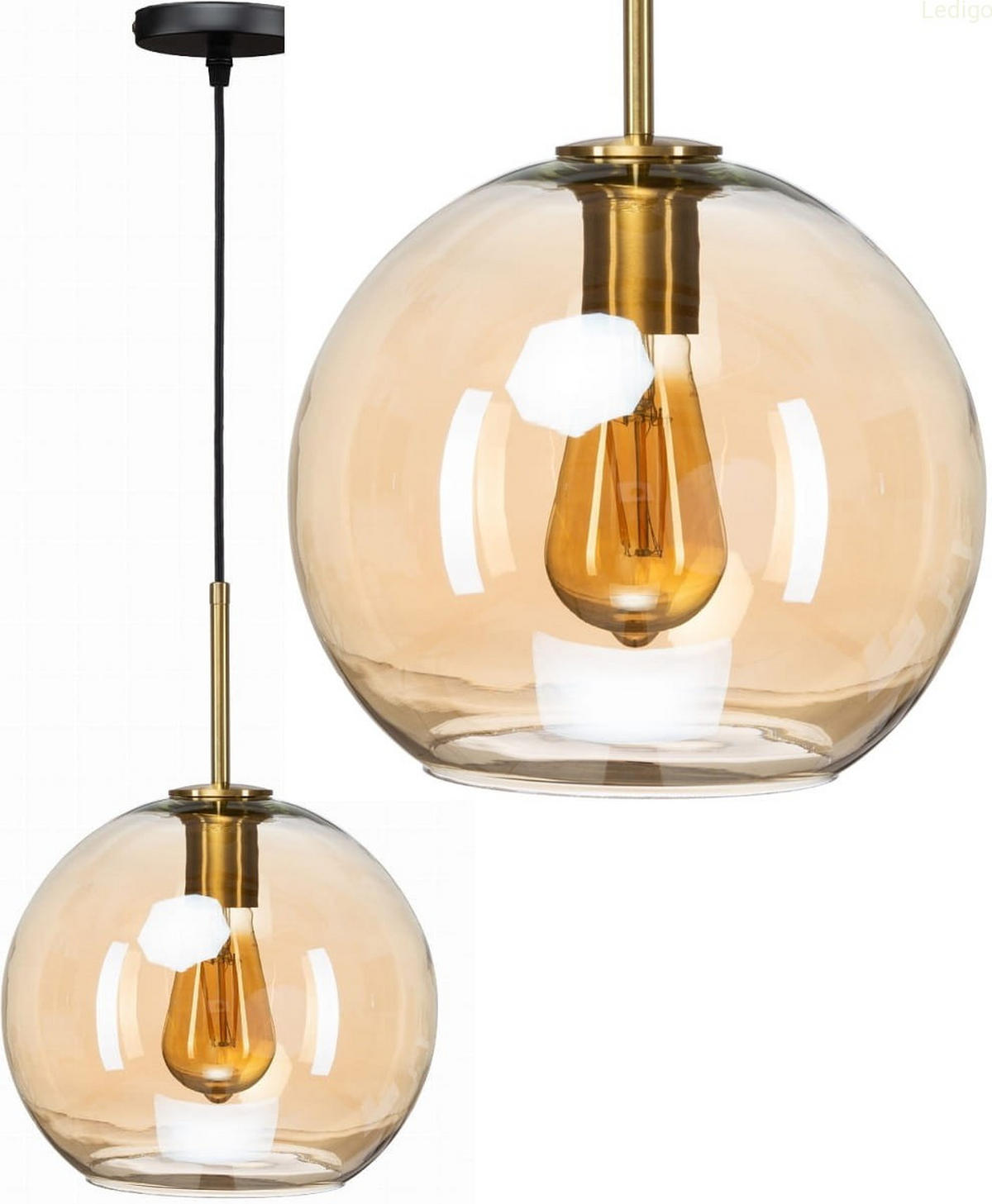 PENDELLEUCHTE Paris - Honigeiche/Goldfarben, Glas/Metall (24/24/115cm) - kiki design