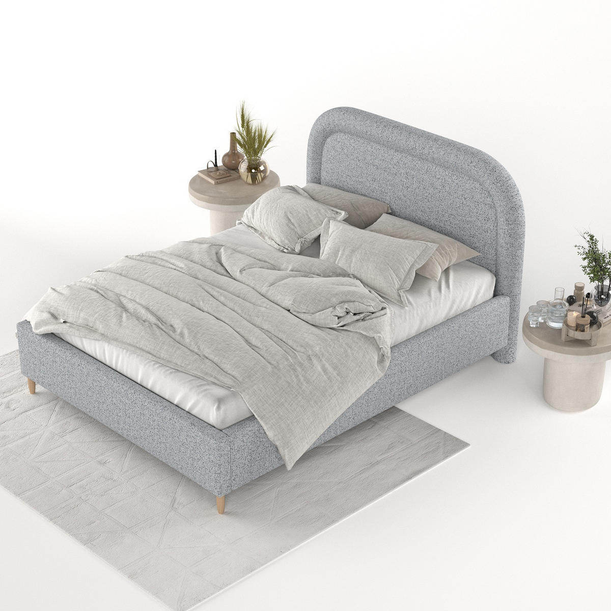 POLSTERBETT Zoya 140/200 cm Grau im Riva Stoff - Naturfarben/Grau, Holz/Holzwerkstoff (140/200cm) - AltaBeds