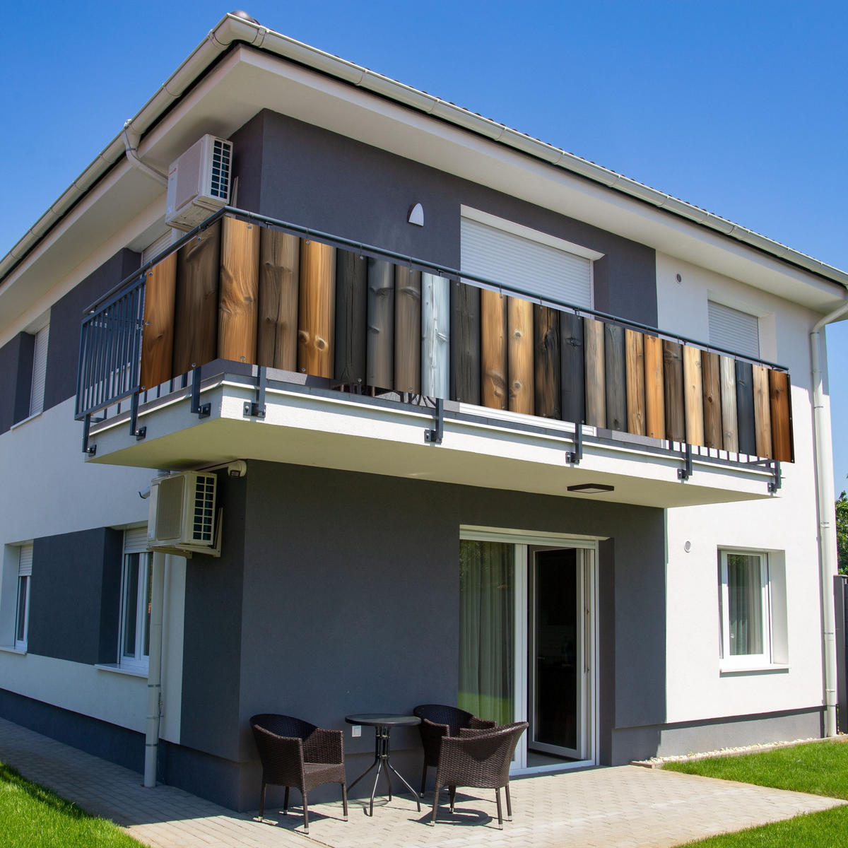 BALKON-SICHTSCHUTZ Holz - Dielen - Gemischt - Teakfarben, Kunststoff (500/85cm) - MuchoWow