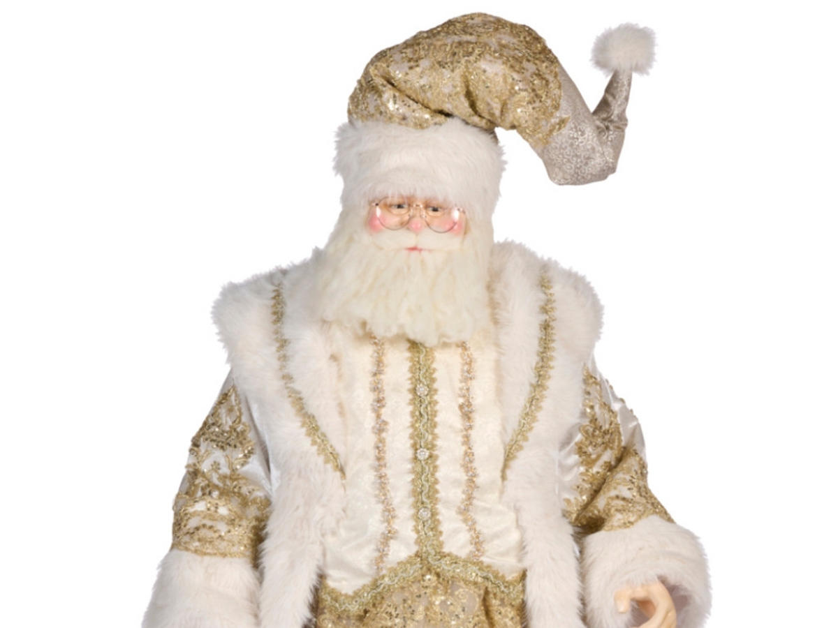 WEIHNACHTSDEKORATIONEN 2er-Set lebensgroßer Weihnachtsmann mit Schlitten - Goldfarben/Weiß, Kunststoff/Textil (191/87/290cm) - LAALU