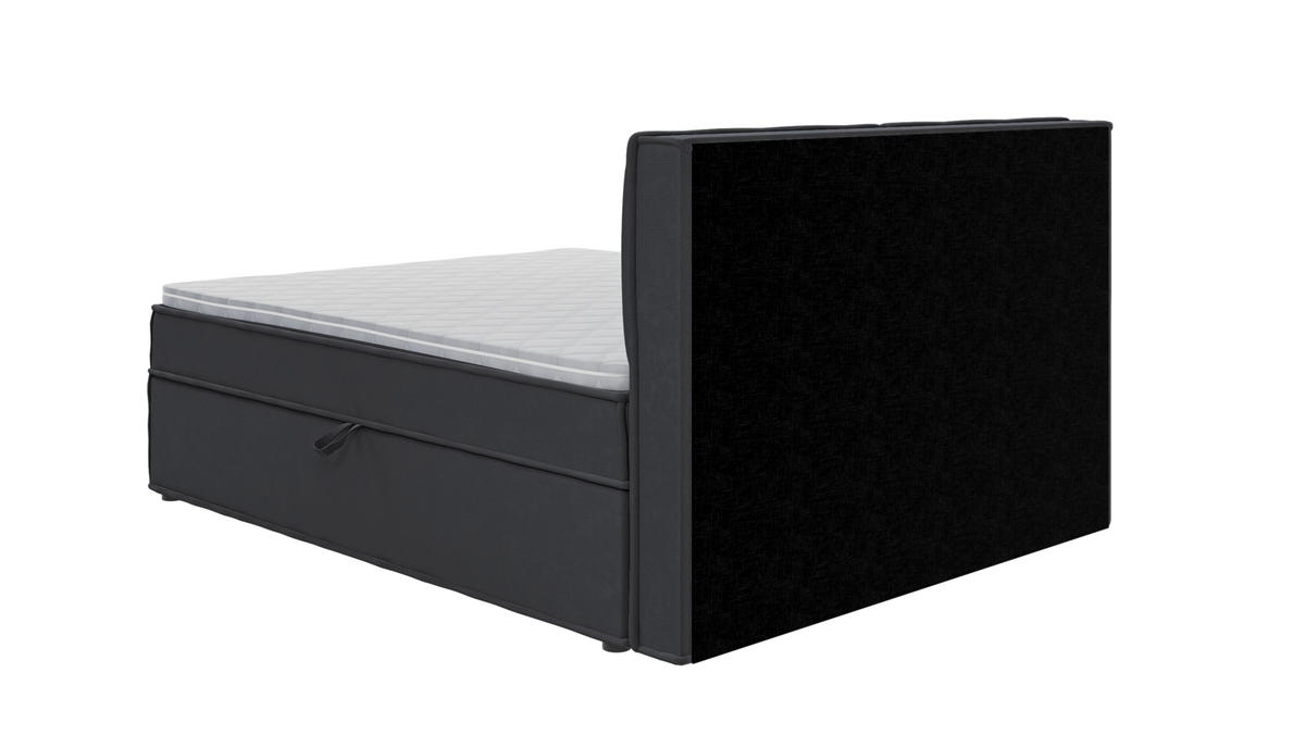 BOXBETT Eclipse 160/200 cm Graphit Luxusmicrofaser - Graphitfarben/Schwarz, Holz/Kunststoff (160/200cm) - S-Style Möbel