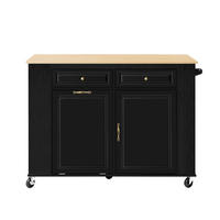 KÜCHENINSEL 120/40-70/92 cm aus MDF mit ausziehbarer Arbeitsplatte und Rollen Schwarz/Natur - Schwarz, Holzwerkstoff (120/92/70cm) - Modenvie