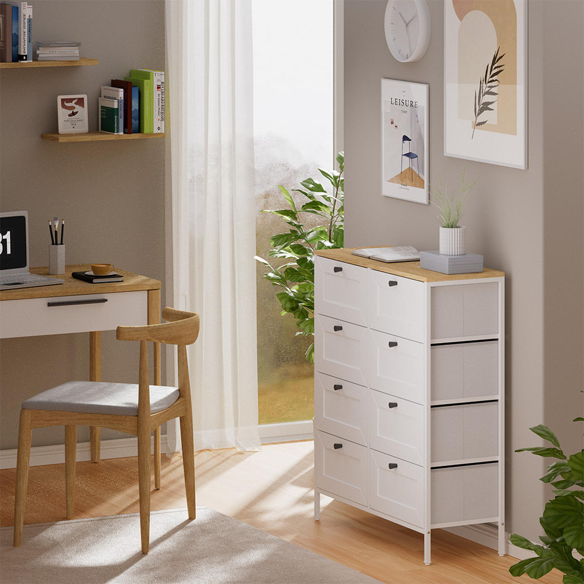 KOMMODE Belaro Weiß 80 x 95 cm mit 8 Schubladen - Weiß, Holzwerkstoff (80/95/30cm) - Vicco