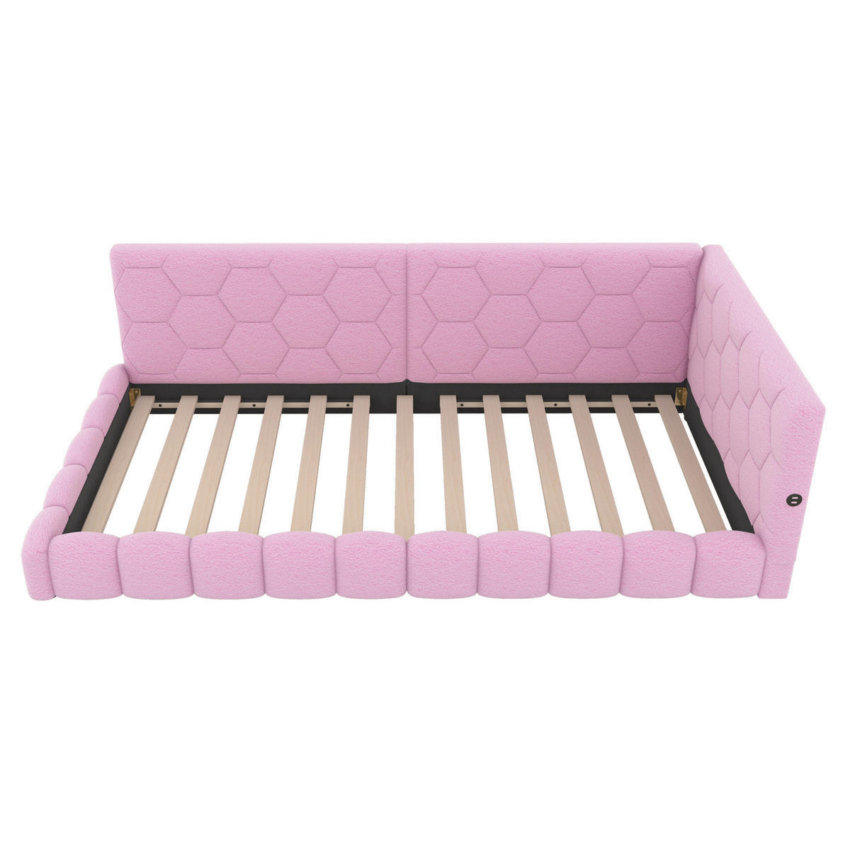 POLSTERBETT aus Samt 90x200 cm in Rosa mit LED & USB-C - Rosa, Textil (90/200cm) - Modfu