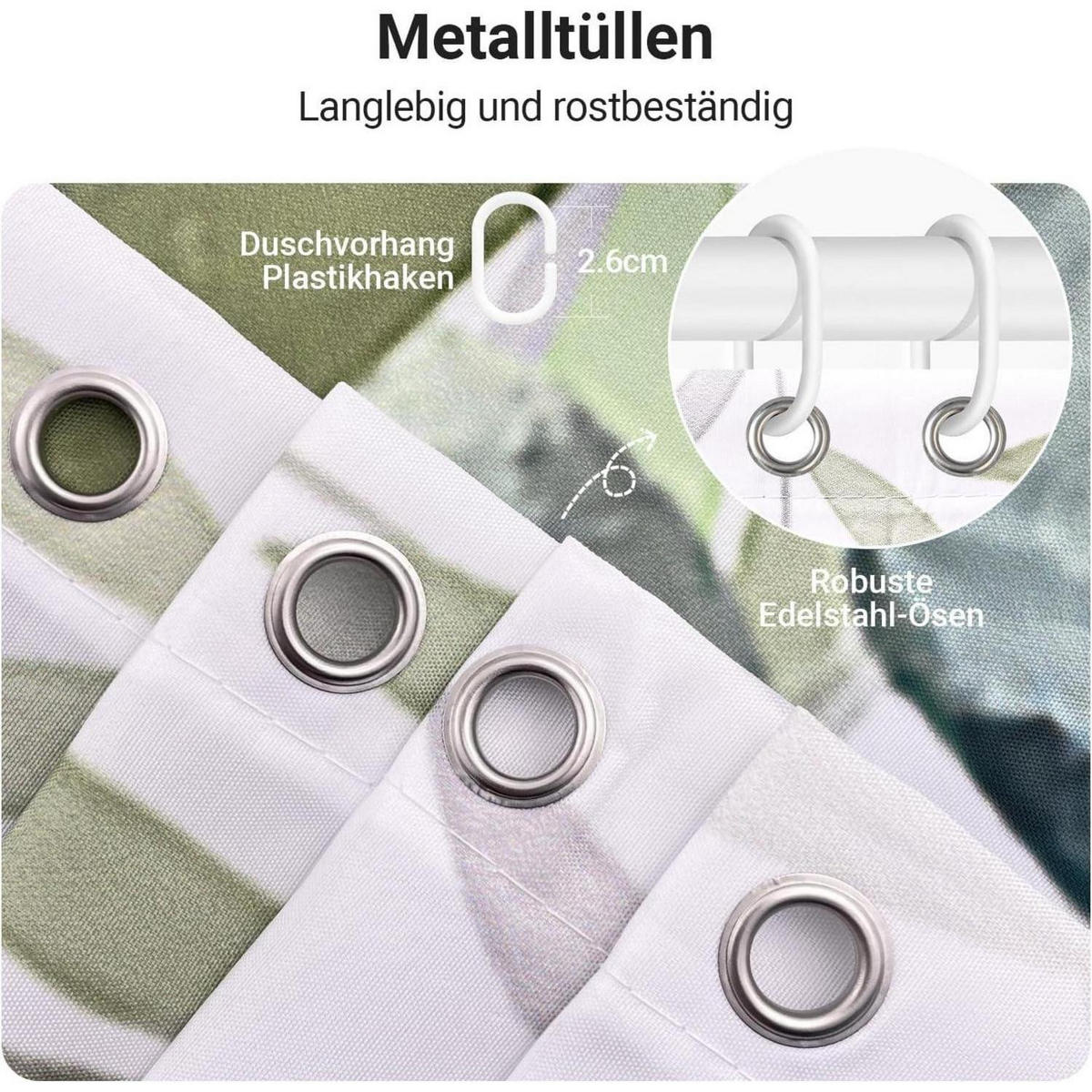 DUSCHVORHANG Blätter 120 x 200 cm Textil Grün - Grün, Textil (120/200cm)