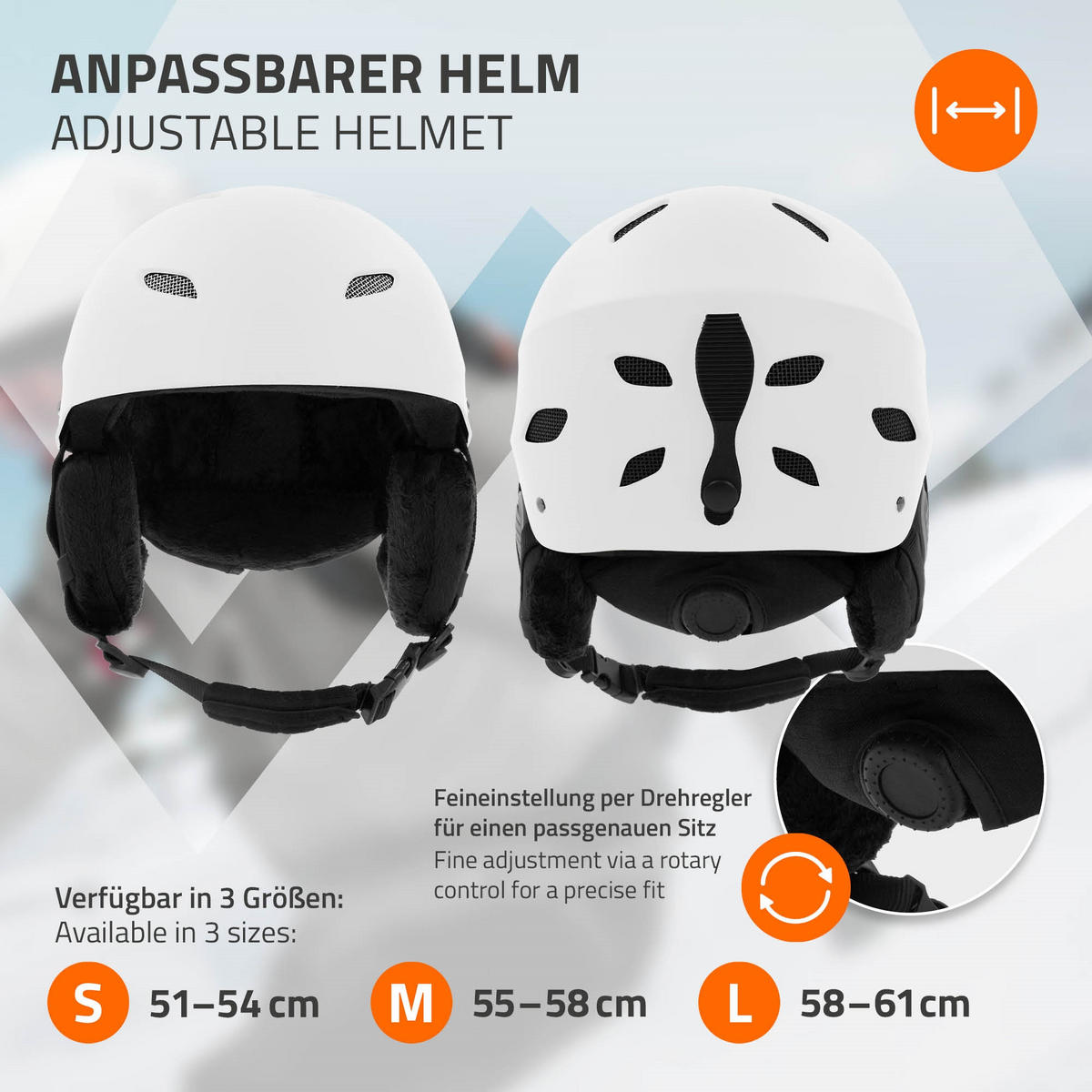 SKIHELM für Herren und Damen Snowboardhelm robust Weiß L 58-61 cm - Weiß, Kunststoff (30/24cm) - ECD-Germany