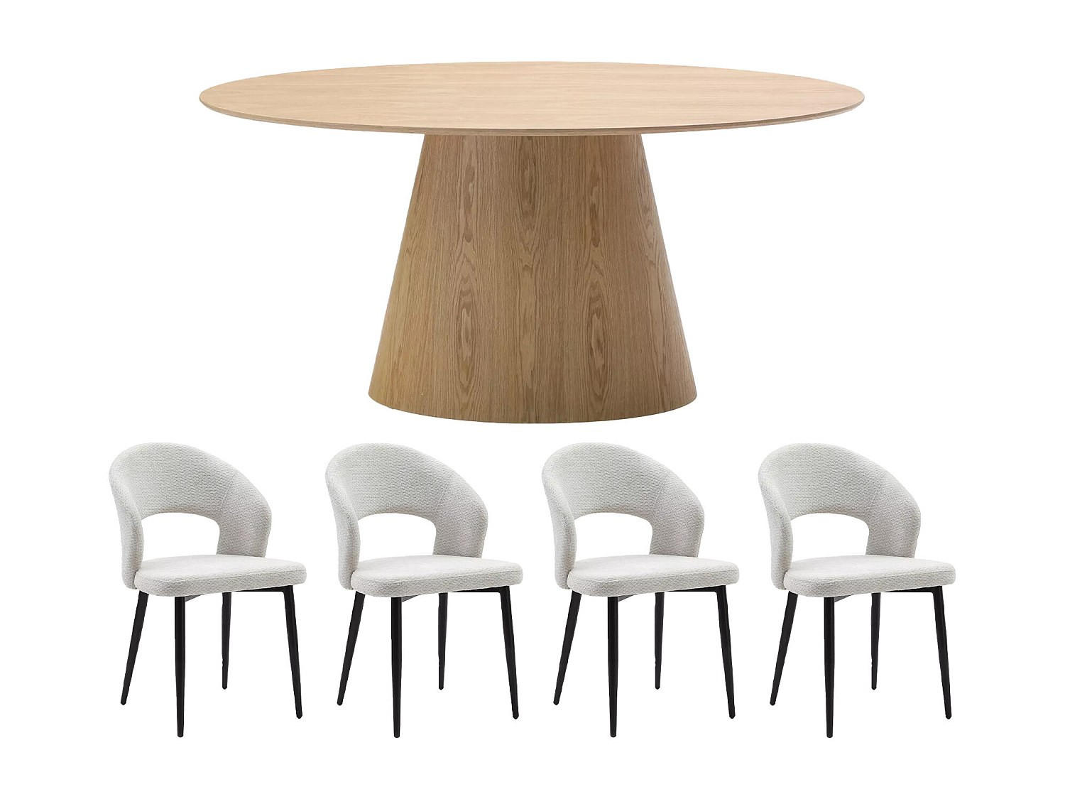 ESSGRUPPE - 6 Personen - Holz, Platte - Naturfarben Hell ANTELADA - Naturfarben, Holz (160/76.5/90cm) - Vente-Unique
