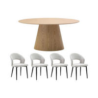 ESSGRUPPE - 6 Personen - Holz, Platte - Naturfarben Hell ANTELADA - Naturfarben, Holz (160/76.5/90cm) - Vente-Unique