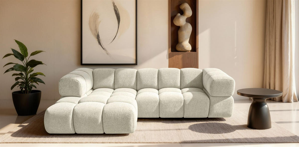 ECKSOFA Blanche In Puente - Creme, Holzwerkstoff/Textil (280/150cm) - Fun Möbel